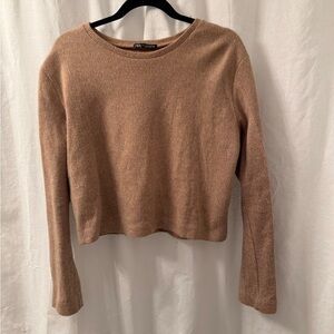 Zara Women's Camel Crew Neck Sweater
